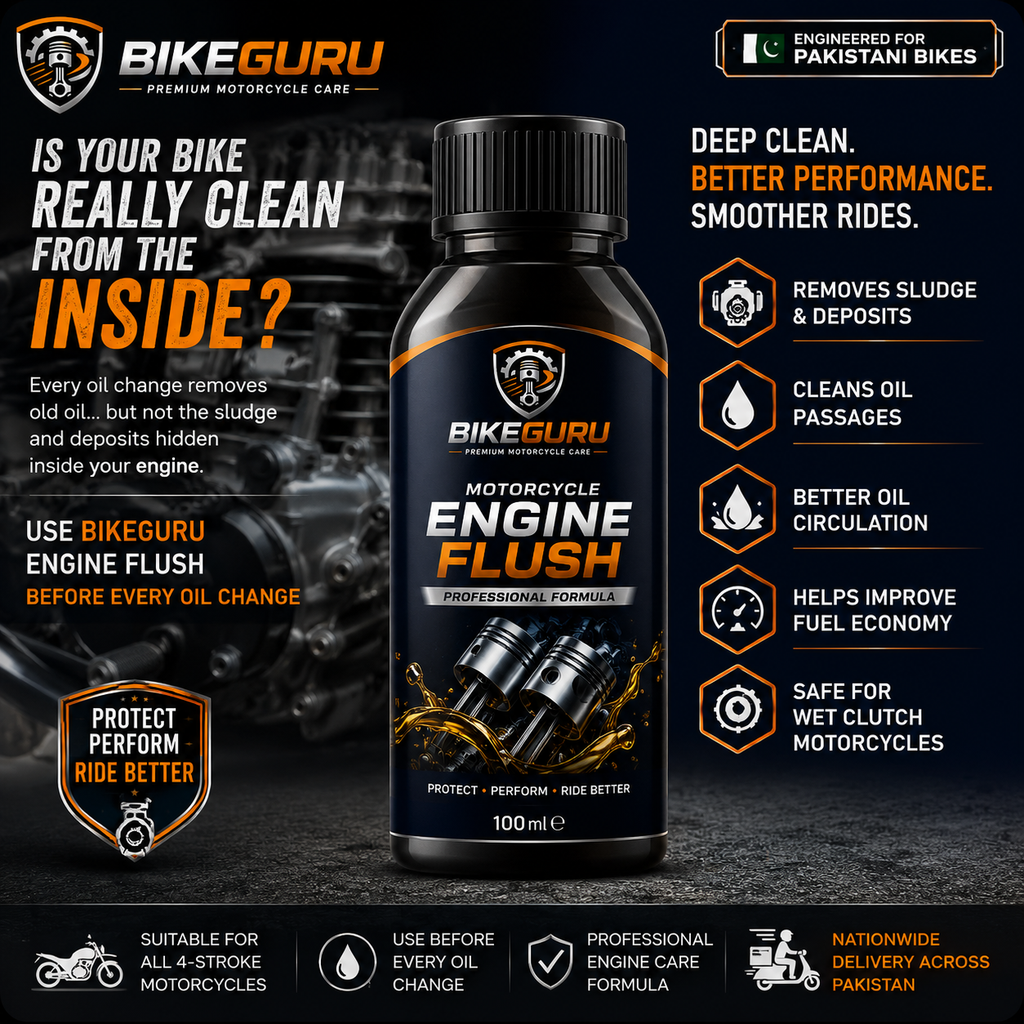 Motorcycle engine flush for better fuel economy and engine efficiency